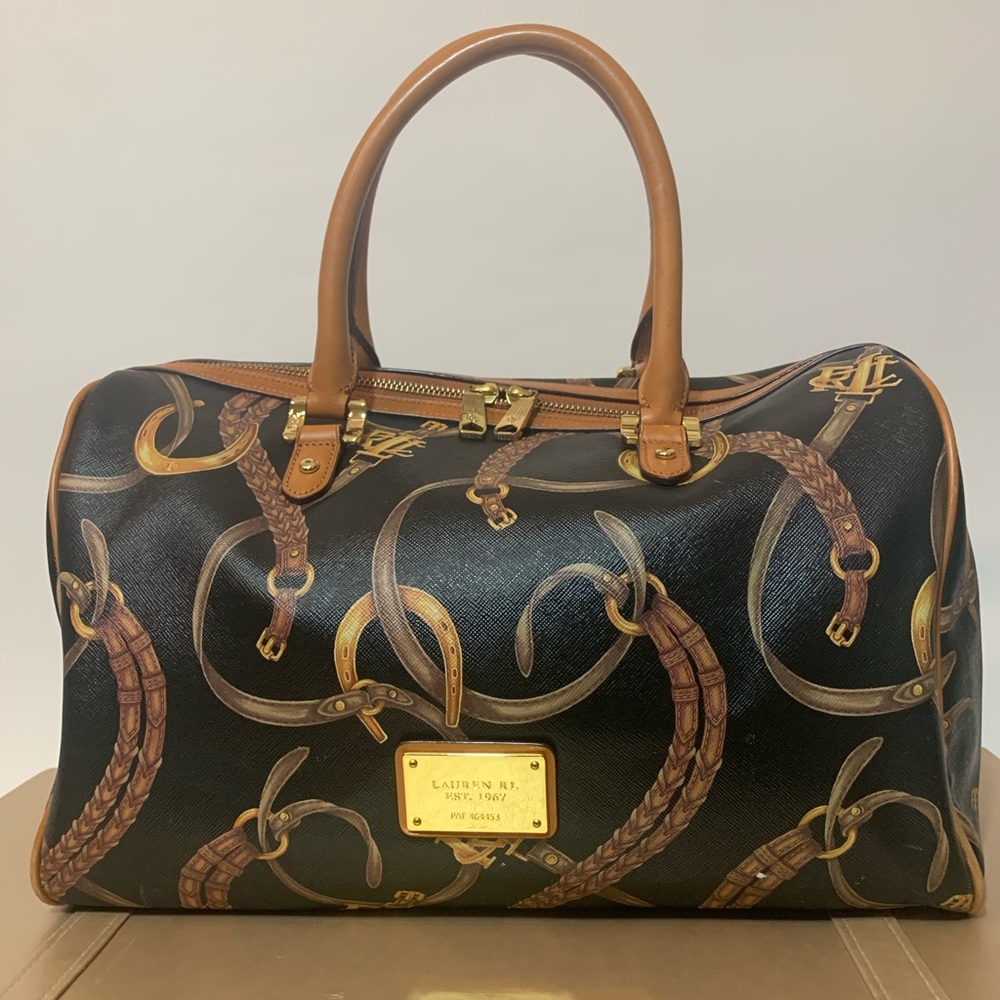 Ralph Lauren Caldwell Belting Barrel Satchel Bag